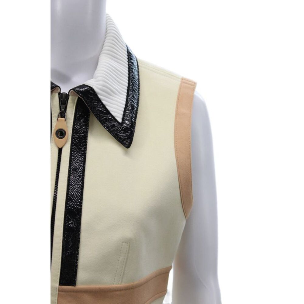 Louis Vuitton Women Sleeveless Wool Collared Blouse Ivory Zip Size 40 - Picture 2 of 11